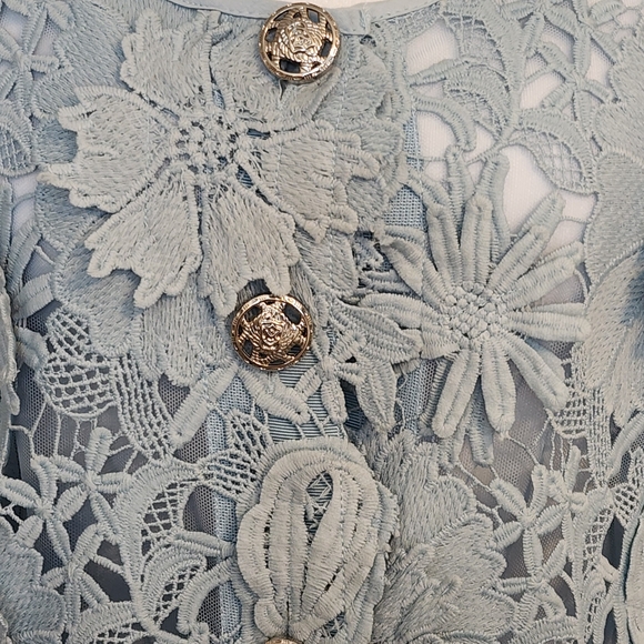 Boston Proper Floral Lace Blouse - Light Blue - Picture 4 of 12